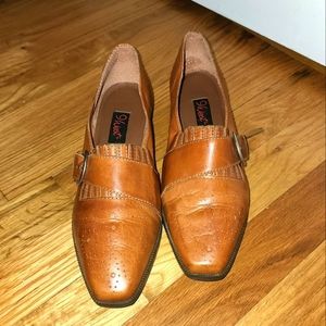 NINE WEST Vintage Brown Leather Buckle Loafer Shoe Size 7.5